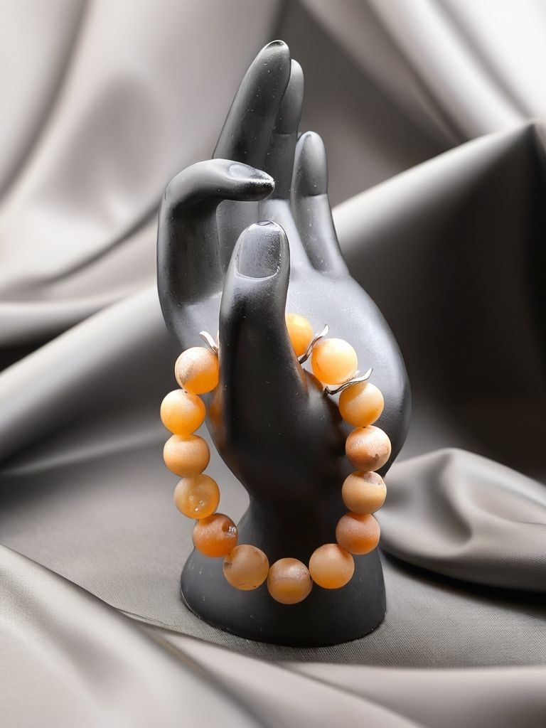 Orange Drusy bead with sliver finding