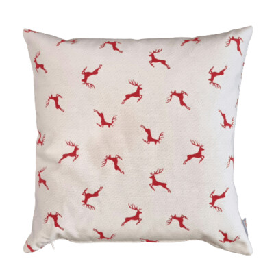 Kissenhülle Kissenhülle "Sprunghirsch" creme rot 50x50