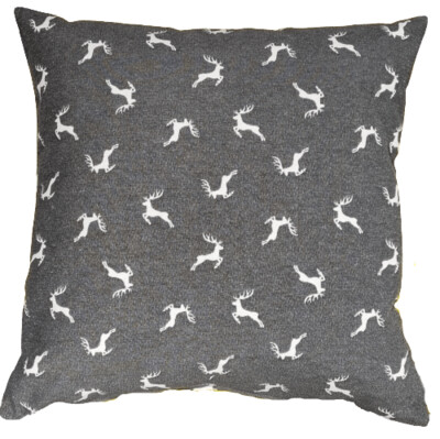Kissenhülle Kissenhülle "Sprunghirsch" grau creme 50x50