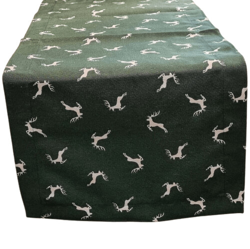 Tischläufer Tischläufer "Sprunghirsch" grün creme 50x150