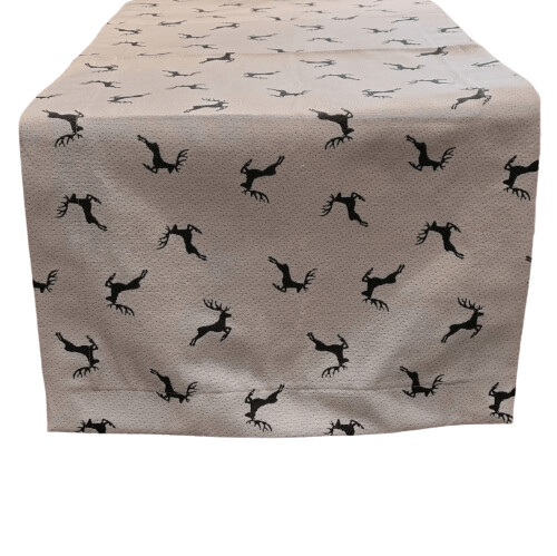 Tischläufer Tischläufer "Sprunghirsch" creme grau 40x100