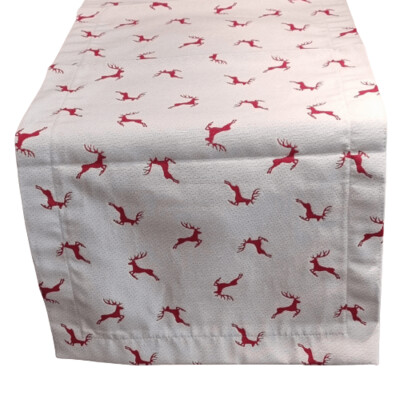 Tischläufer Tischläufer "Sprunghirsch" creme rot 40x100