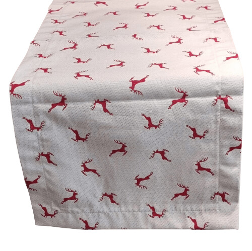 Tischläufer Tischläufer "Sprunghirsch" creme rot 50x150