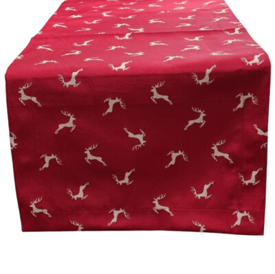 Tischläufer Tischläufer "Sprunghirsch" rot creme 40x100