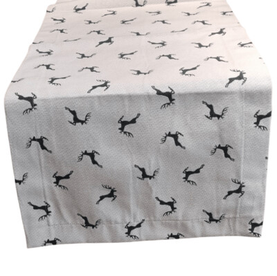 Tischläufer Tischläufer "Sprunghirsch" creme grün 40x100