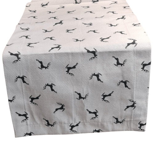 Tischläufer Tischläufer "Sprunghirsch" creme grün 50x150