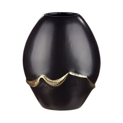 Vase Creolo, Keramik, schwarz/gold, Höhe 20 cm Vase Creolo, Keramik, schwarz/gold, Höhe 20 cm