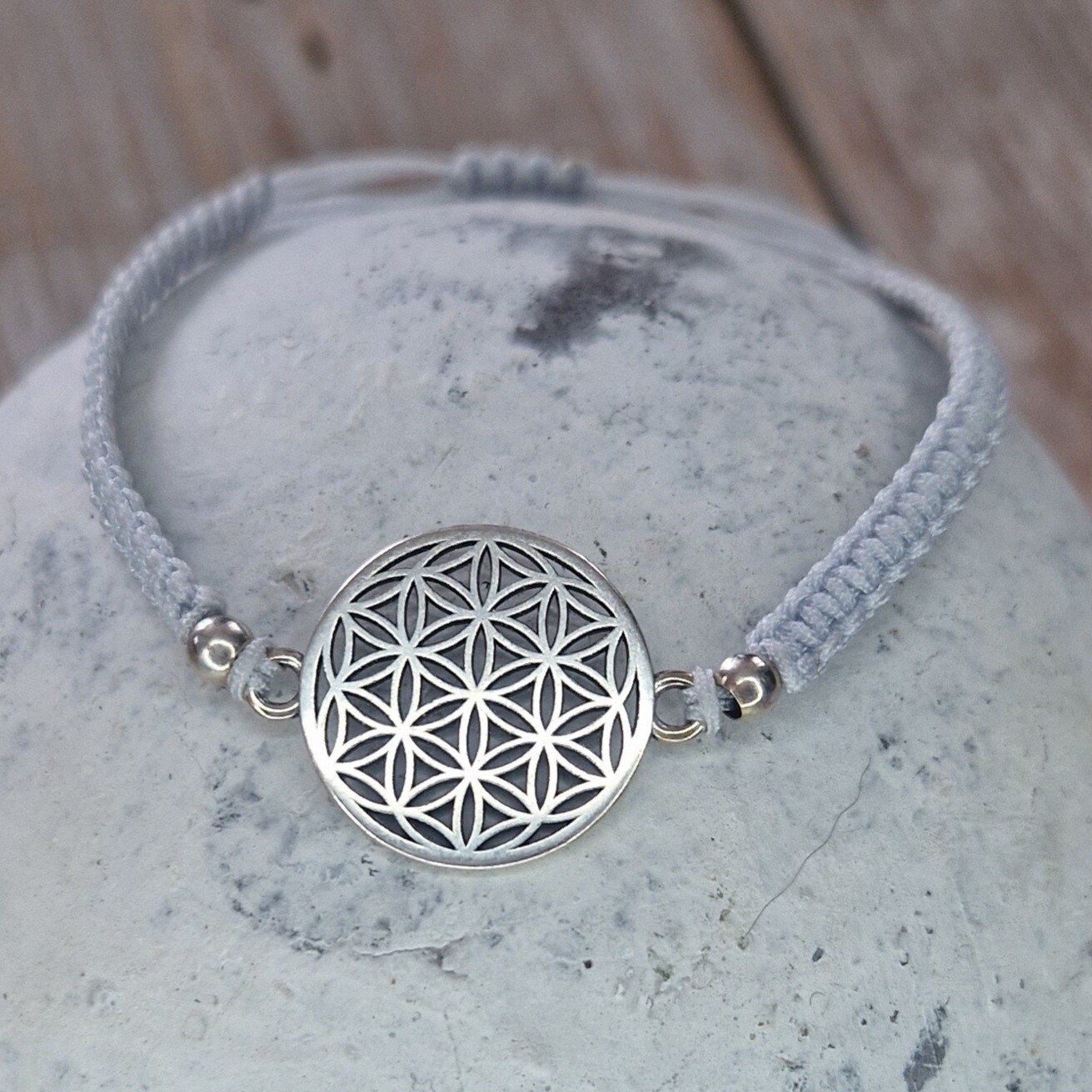 Armband Lebensblume antik versilbert, Farbauswahl