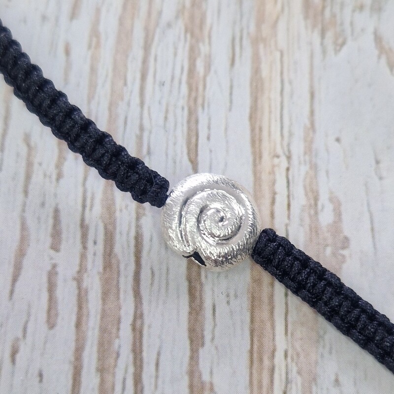 Armband Schnecke 925 Silber, Bandfarbe schwarz Armband Schnecke 925 Silber, Bandfarbe schwarz