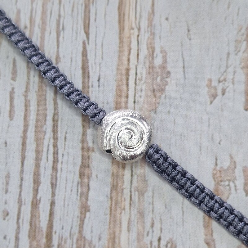 Armband Schnecke 925 Silber, Bandfarbe grau Armband Schnecke 925 Silber, Bandfarbe grau