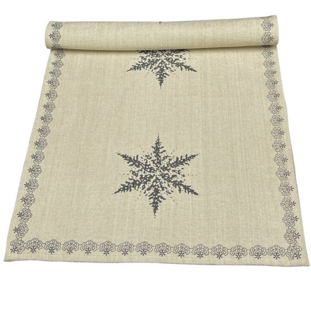 Danishville Tischläufer Jute Schneeflocken 45x140