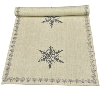Danishville Tischläufer Jute Schneeflocken 45x140 Danishville Tischläufer Jute Schneeflocken 45x140