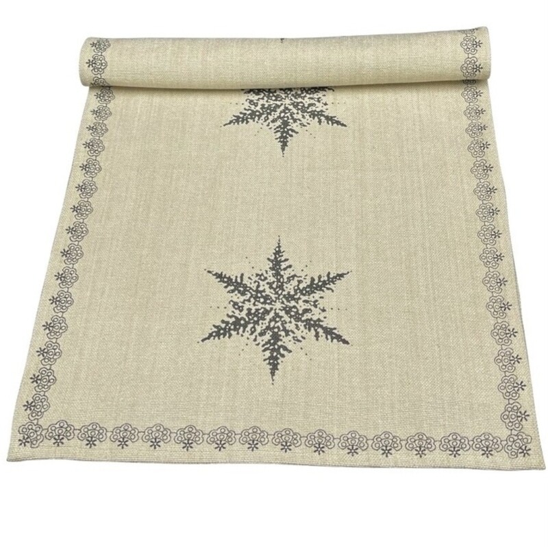 Danishville Tischläufer Jute Schneeflocken 45x140 Danishville Tischläufer Jute Schneeflocken 45x140