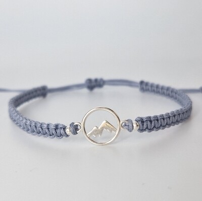 Armband Bergliebe 925 Silber - Bandfarbe grau