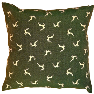 Kissenhülle Kissenhülle "Sprunghirsch" grün creme 50x50