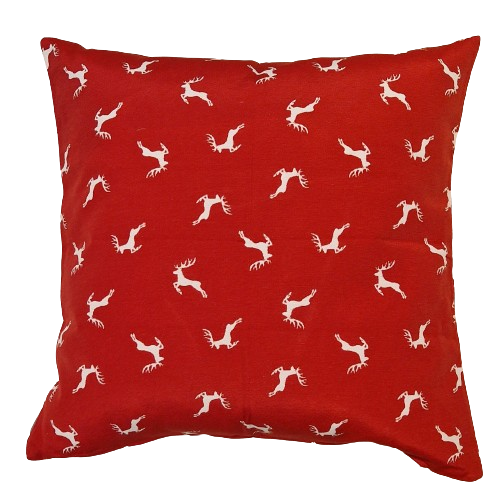 Kissenhülle Sprunghirsch rot creme 40x40 Kissenhülle Sprunghirsch rot creme 40x40