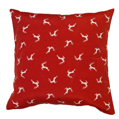 Kissenhülle Sprunghirsch rot creme 40x40 Kissenhülle Sprunghirsch rot creme 40x40