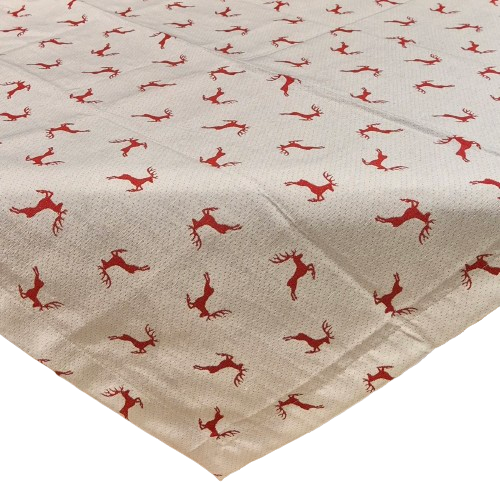 Tischdecke Tischdecke "Sprunghirsch" creme rot 110x110