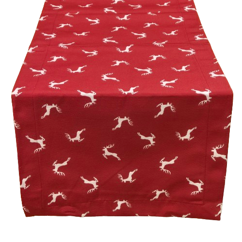 Tischläufer Tischläufer "Sprunghirsch" rot creme 50x150