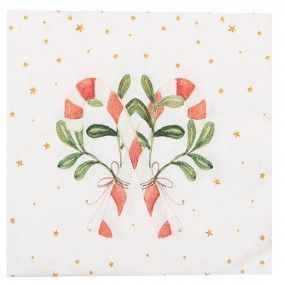 Clayre & Eef Papierservietten mit Zuckerstangen, 33x33 cm