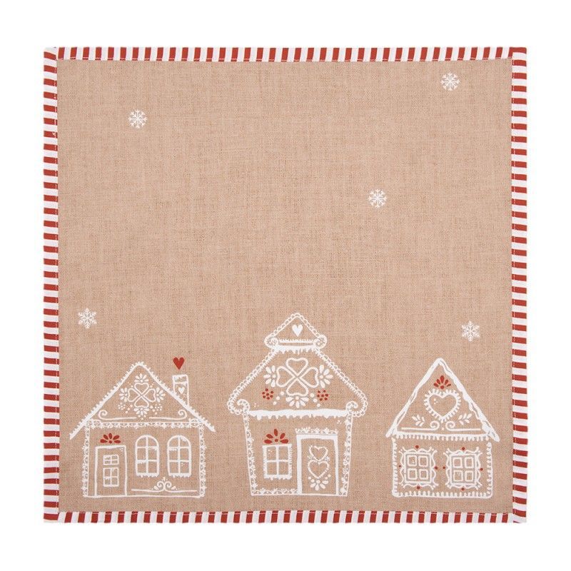 Clayre & Eef Stoffserviette Lebkuchenhaus 40x40 cm