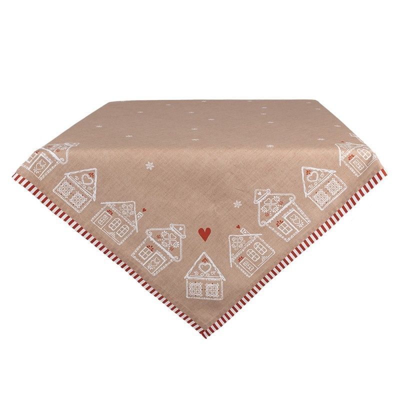 Clayre & Eef Tischdecke Lebkuchenhaus 100x100 Clayre & Eef Tischdecke Lebkuchenhaus 100x100