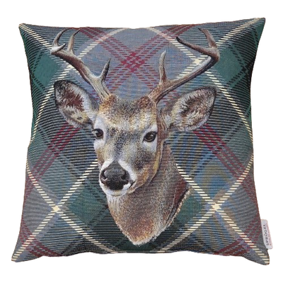 Kissenhülle Hirsch mit Rautenmuster grün, 45x45 Kissenhülle Hirsch mit Rautenmuster grün, 45x45