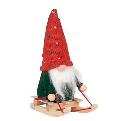Wichtel mit Schlitten grün, Höhe 14 cm Wichtel mit Schlitten grün, Höhe 14 cm