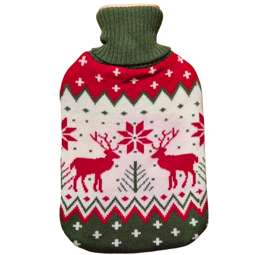 Wärmflasche mit winterlichem  Hirschmotiv