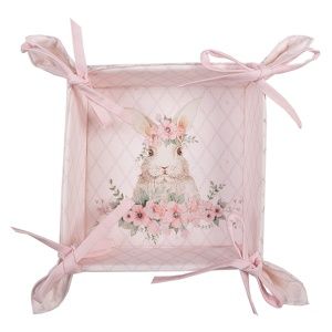 Clayre & Eef Brotkorb Kaninchen mit Blumenschmuck, rosa Clayre & Eef Brotkorb Kaninchen mit Blumenschmuck, rosa
