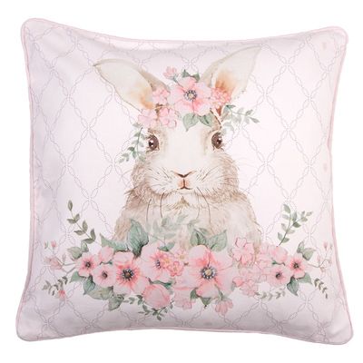Clayre & Eef Kissenhülle Kaninchen mit Blumenschmuck, rosa Clayre & Eef Kissenhülle Kaninchen mit Blumenschmuck, rosa