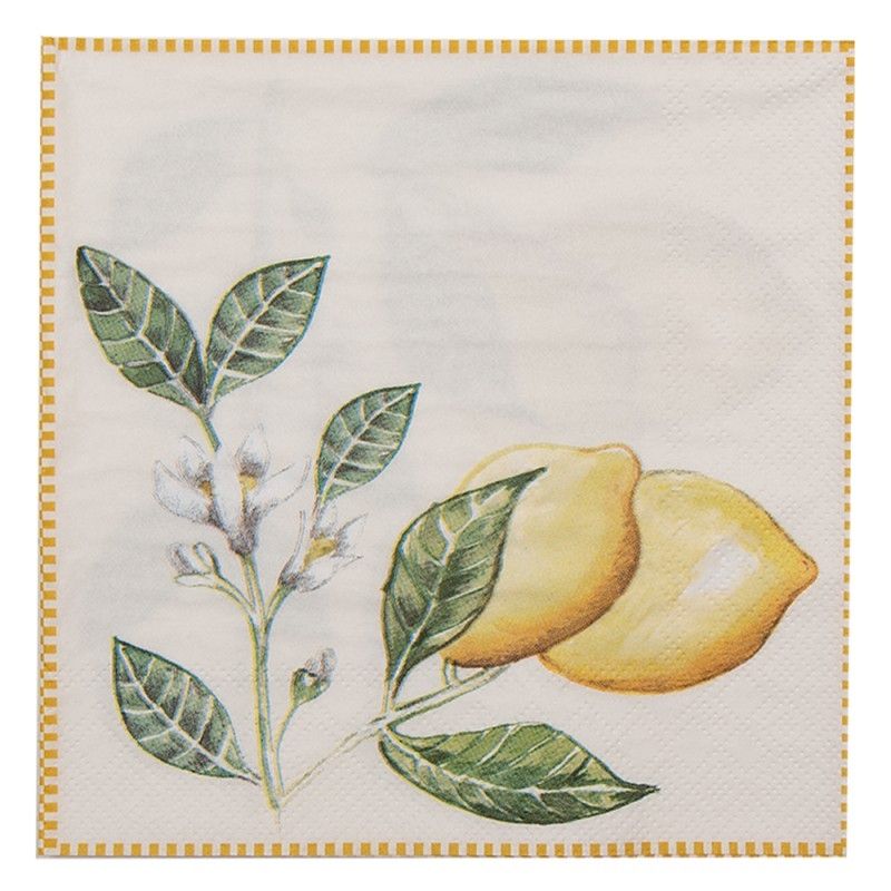 Clayre & Eef Papierservietten mit Zitronen, 33x33 cm Clayre & Eef Papierservietten mit Zitronen, 33x33 cm