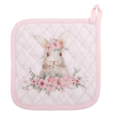 Clayre & Eef Topflappen Kaninchen mit Blumenschmuck, rosa Clayre & Eef Topflappen Kaninchen mit Blumenschmuck, rosa