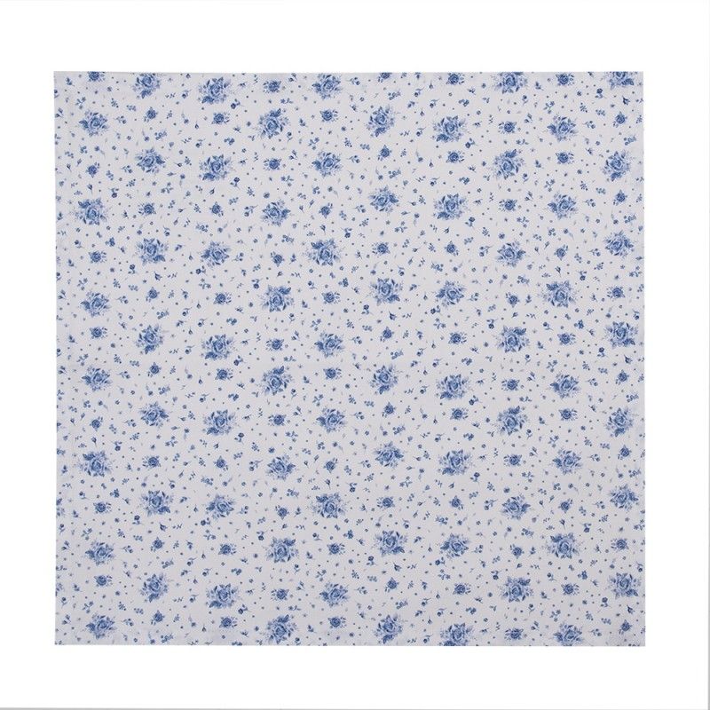 Clayre & Eef Stoffserviette weiß mit blauen Rosen. 40x40 Clayre & Eef Stoffserviette weiß mit blauen Rosen. 40x40
