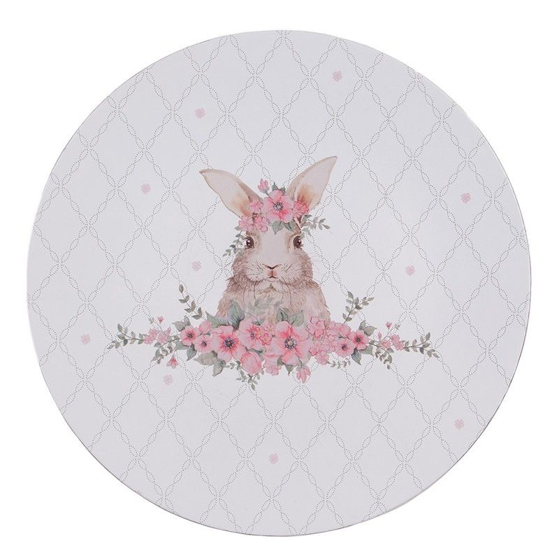 Clayre & Eef Platzteller Kunststoff mit Kaninchen, Durchmesser 33cm