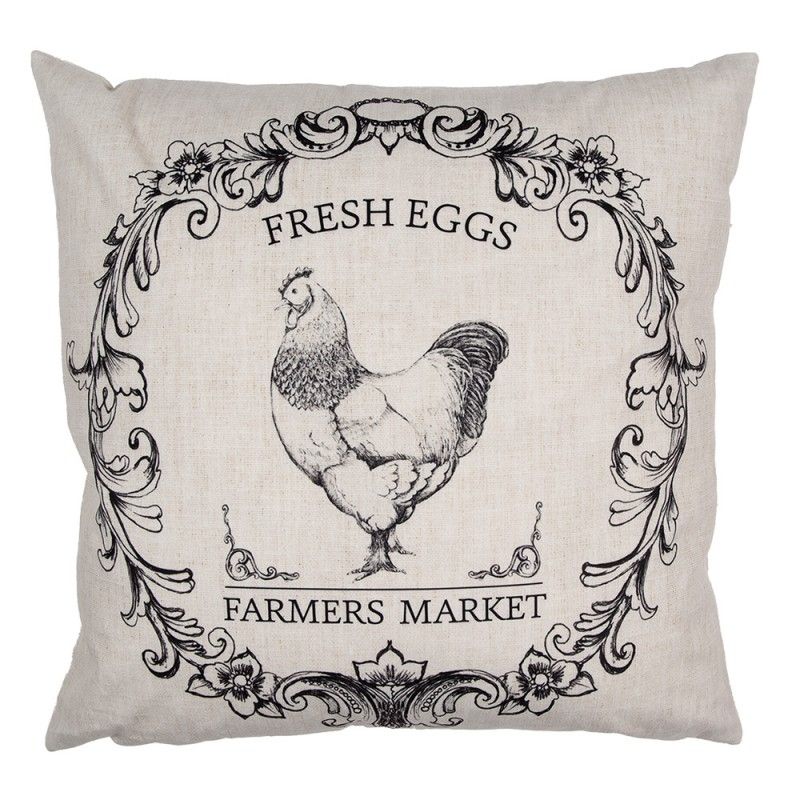 Clayre & Eef Kissenhülle Clayre & Eef Kissenhülle "Fresh eggs" Hahn, 45x45
