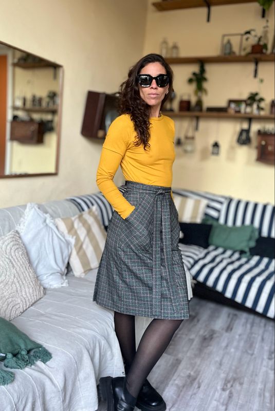 Falda Fiona Midi Cuadrillé