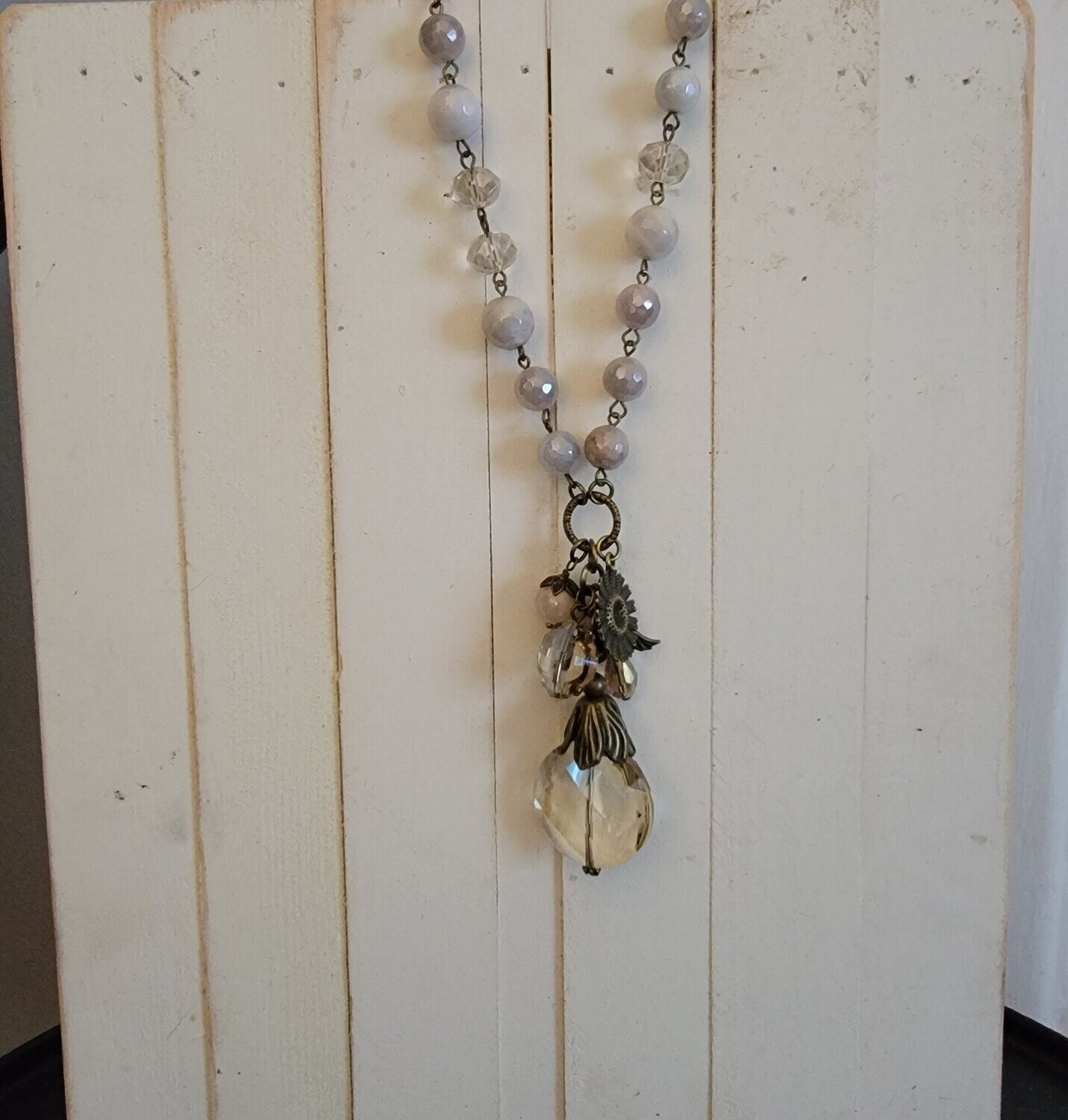 Sunflower Necklace - Opal & Cream