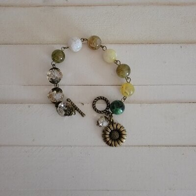 Sunflower Bracelet - Green & Earth Tones
