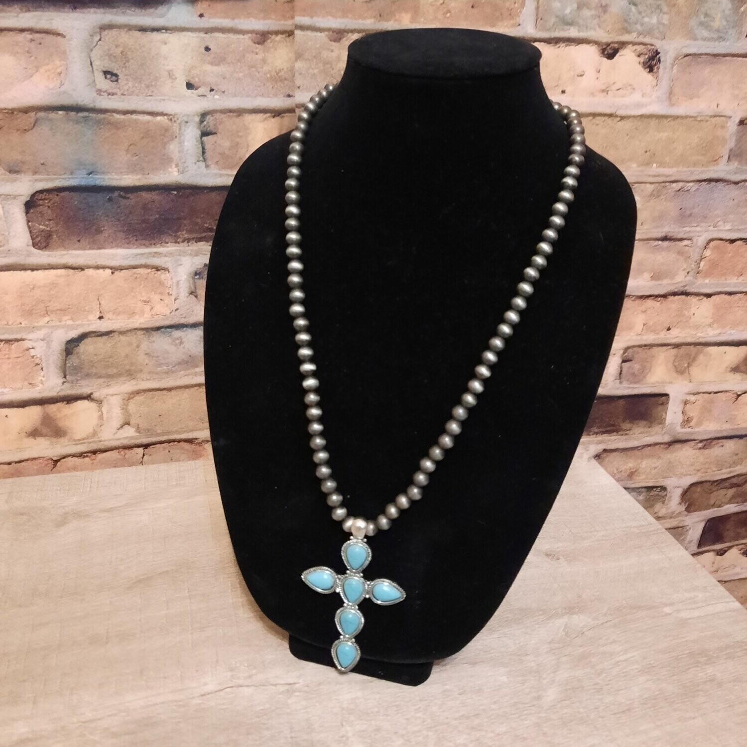 Turquoise Teardrop Cross