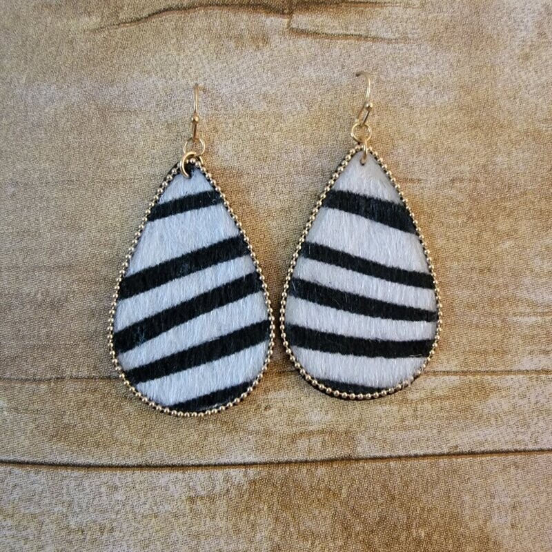 Zebra Leather Hairon Teardrop