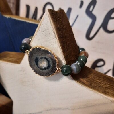Agate Beaded Bracelet -Emerald