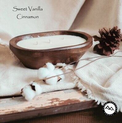 Wooden Bowl Candle - Sweet Vanilla Cinnamon