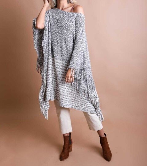 Tassel Trim Poncho