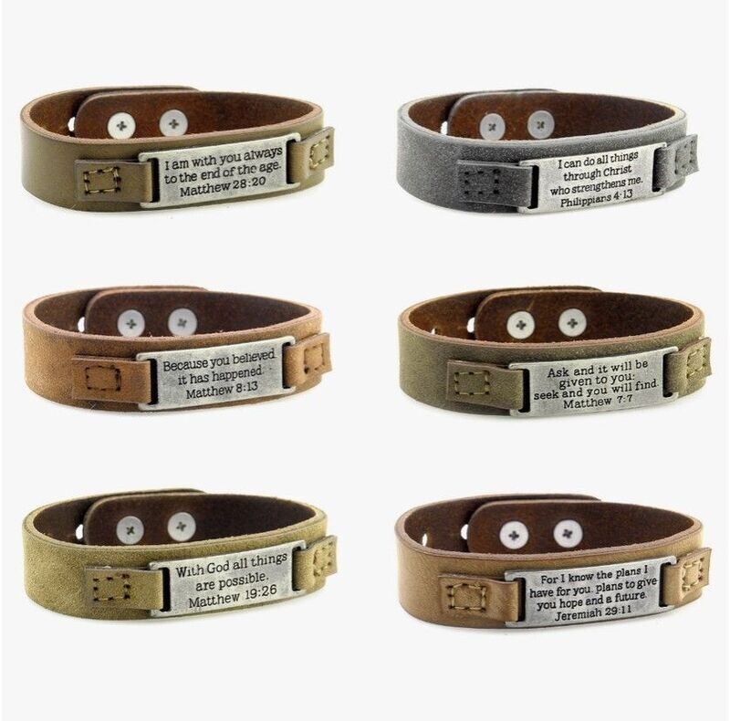 Unisex Leather Cuff with Verses