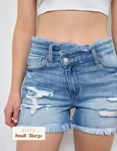 Crossover Denim Shorts