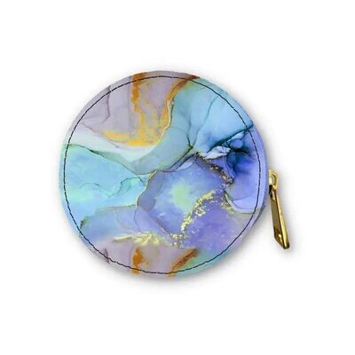 Round Zipper Case - Blue Marble