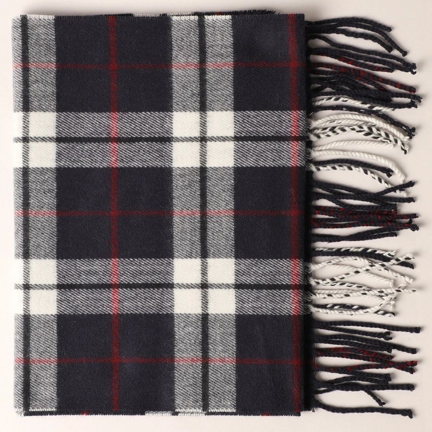 Navy White Plaid Scarf
