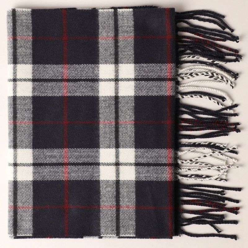 Navy White Plaid Scarf