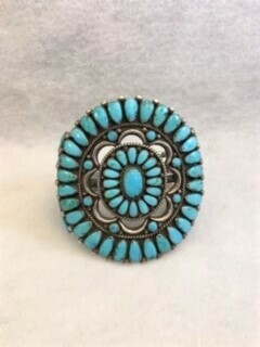 Sterling Silver and Turquoise Zuni Cluster Bracelet